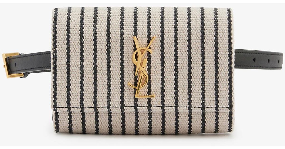 Saint Laurent Kate Striped Cotton Belt Bag in White Lyst