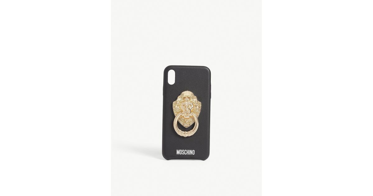 Moschino Rubber Lion Knocker Iphone Xs Max Case In Black Gold Black Lyst