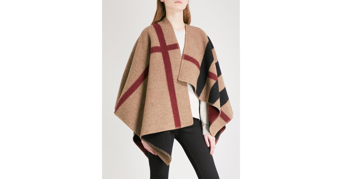 burberry check wool cashmere cape