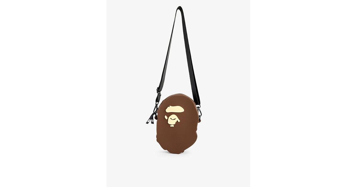【A BATHING APE】 BAPE Ape Head Silicon Shoulder Bag Brown A BATHING APE MEN APE HEAD Face Shape SILICON SHOULDER BAG