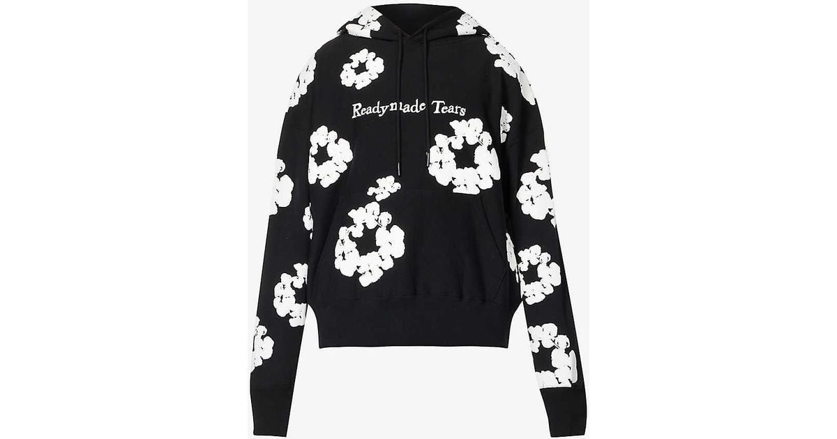 READYMADE X Denim Tears Graphic-print Cotton-jersey Hoody in Black