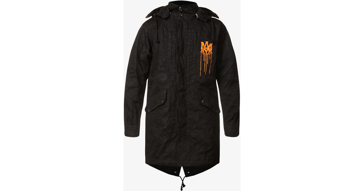 Amiri Spray Paint Brand-print Cotton Hooded Parka Jacket in Black for ...