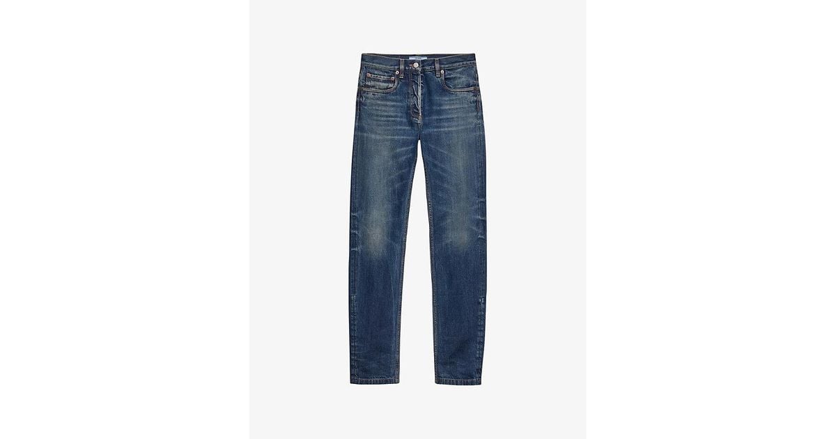 Prada Slim-Fit Selvedge-Denim Jeans in Blue | Lyst