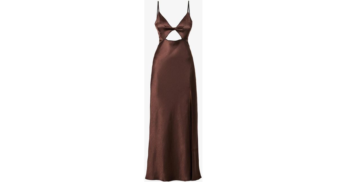 Bec & Bridge Hazel Cut-out Satin Maxi Dress in Chocolate (Brown) | Lyst ...