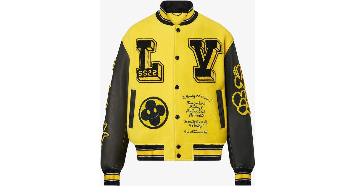 Louis Vuitton Logo-embroidered Wool And Leather Varsity Jacket in