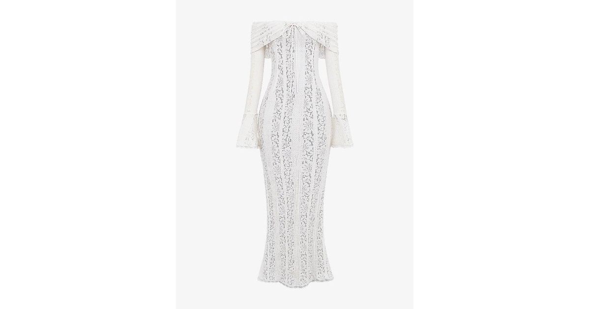 white dress with lace trim White Cotton Lace Midi Dress – Ruffle Strap Romantic Dress main image 0