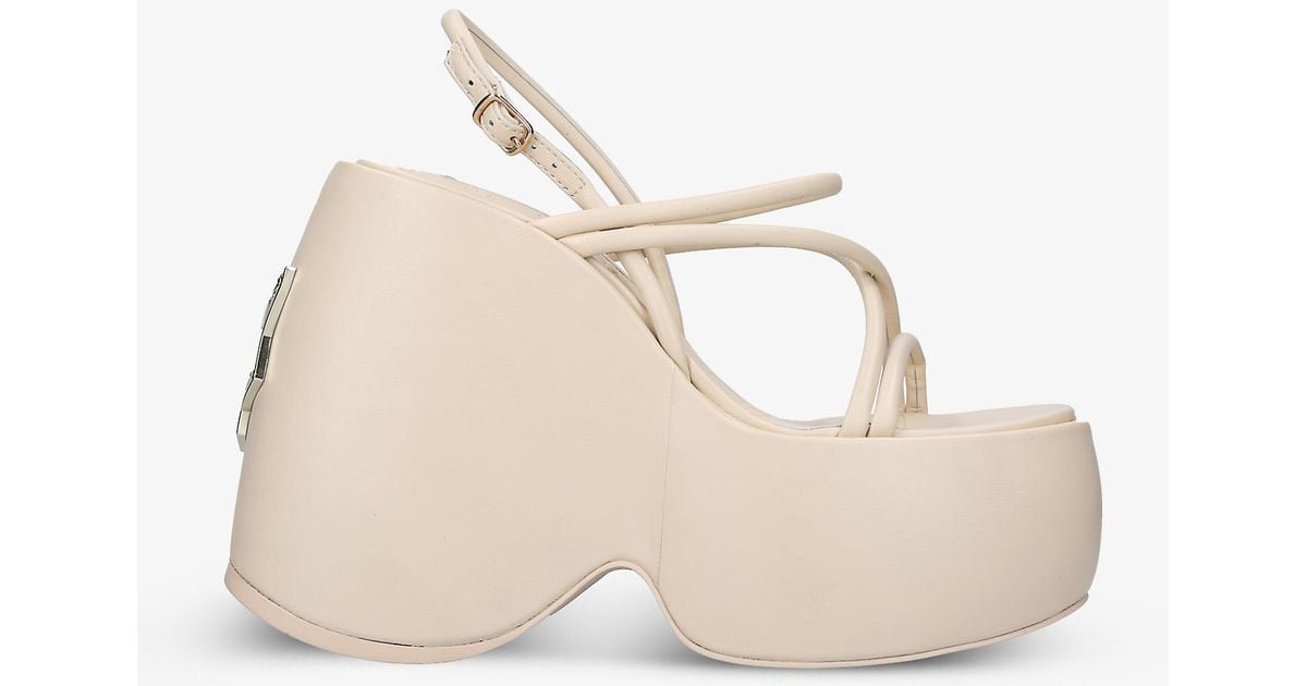Naked Wolfe Mystery Platform Leather Wedges in Natural | Lyst