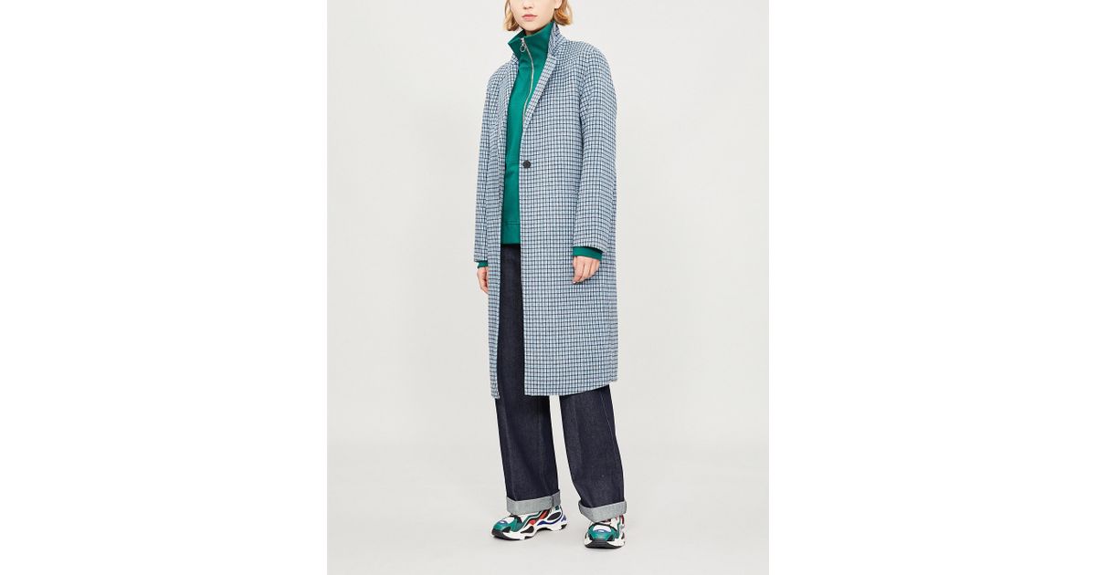 sandro checked wool coat