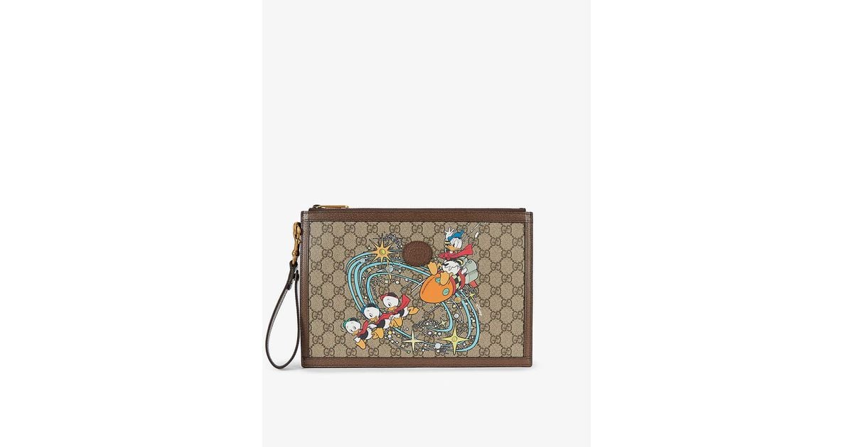Gucci X Disney Donald Duck Canvas And Leather Clutch Bag for Men Lyst