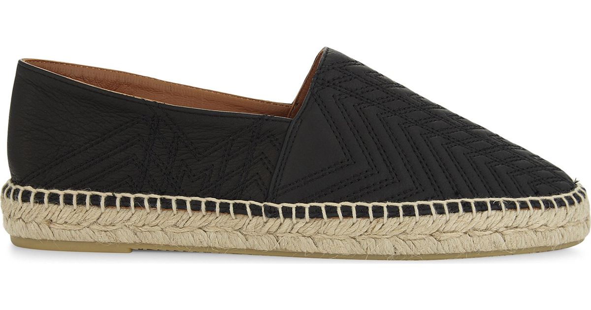 Maje Quilted Art Deco Leather Espadrilles in Black - Lyst