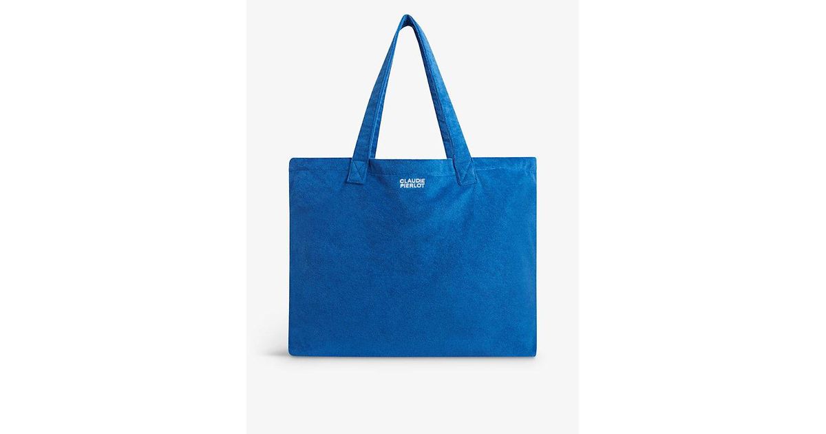 Claudie Pierlot Logo-embroidered Terry Woven Tote in Blue | Lyst