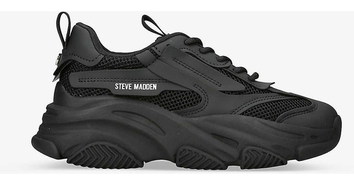 Steve Madden Black Posession Mesh panel Chunky sole Low top Trainers