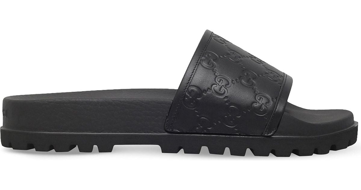 gucci black leather slides