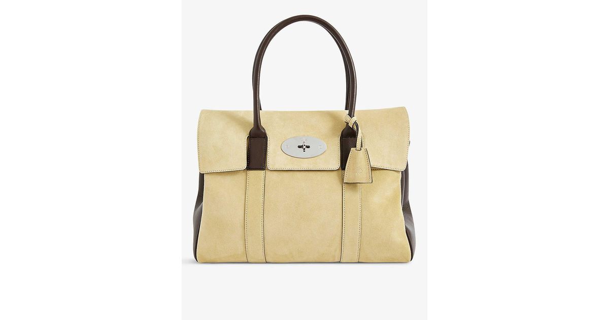 Mulberry Bayswater Two-tone Suede And Leather Top Handle Bag in Natural ...
