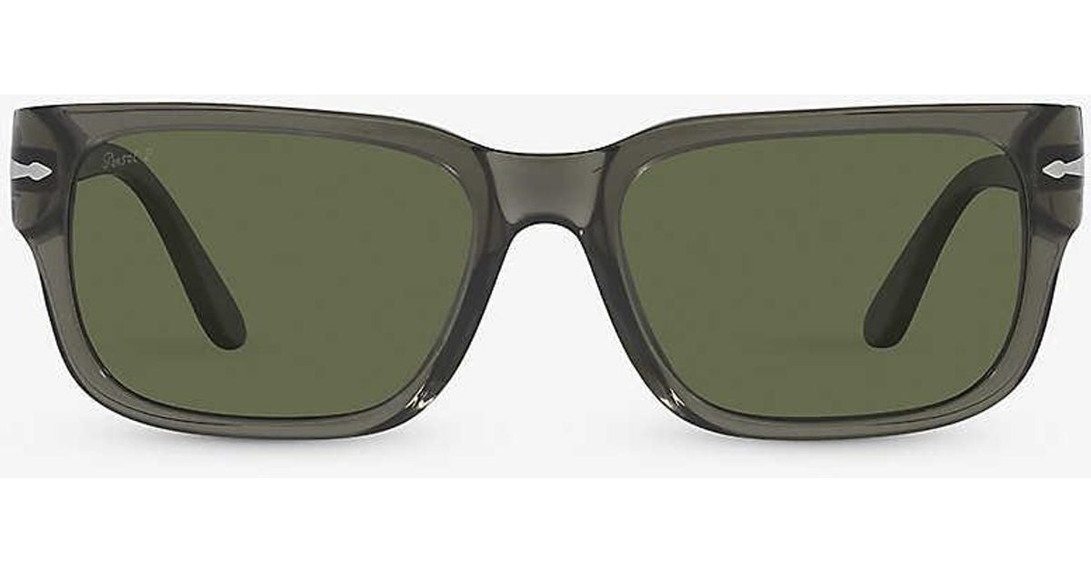 Persol Po3315s Rectangle-frame Transparent Acetate Sunglasses in Green ...