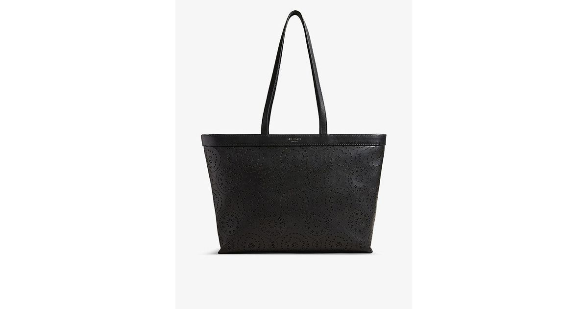 Ted Baker Libetie Floral Lasercut Leather Tote Bag in Black Lyst