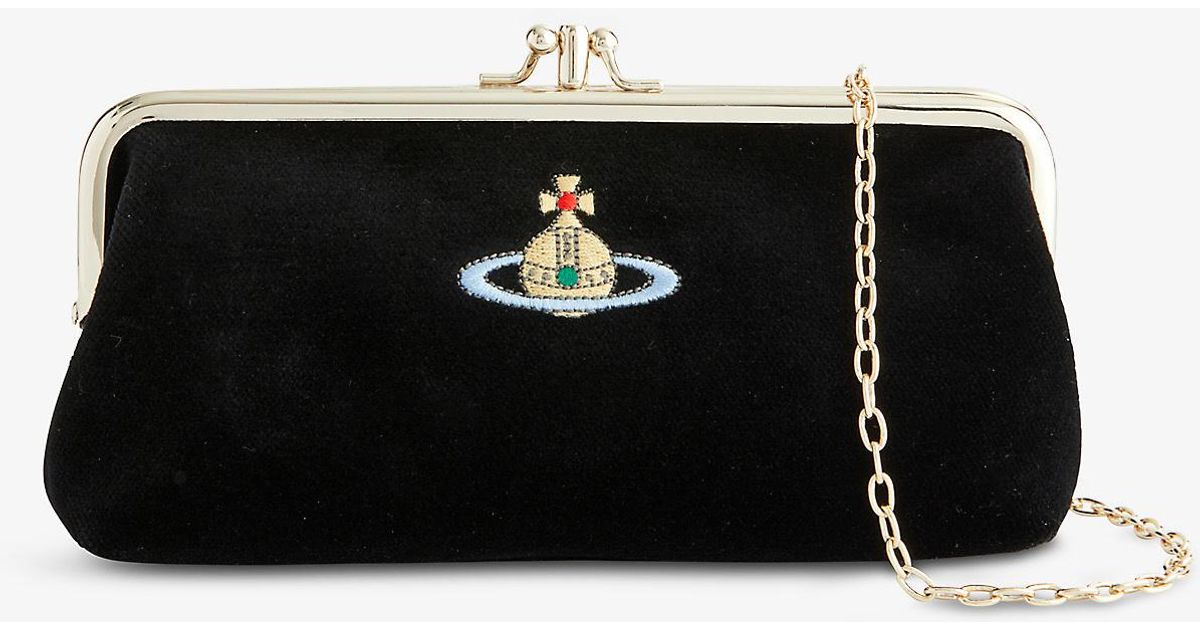 Vivienne Westwood Orb-embroidered Framed Cotton-blend Purse On Chain in ...