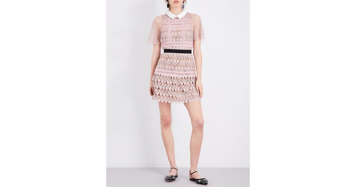 self portrait floral vine cape mini dress