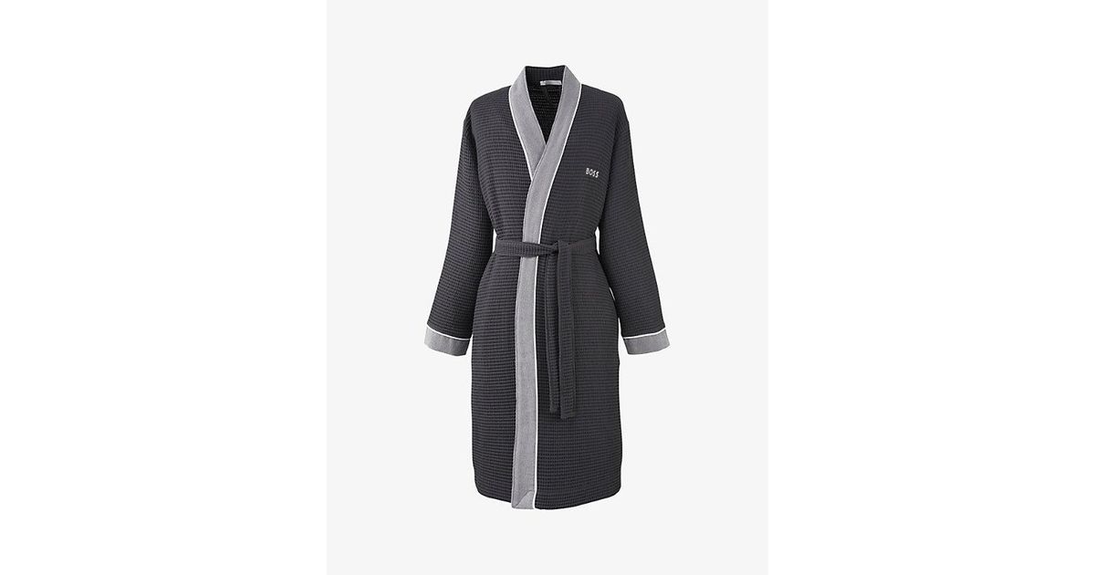 BOSS Thermes Logo-Embroidered Cotton Robe for Men | Lyst UK