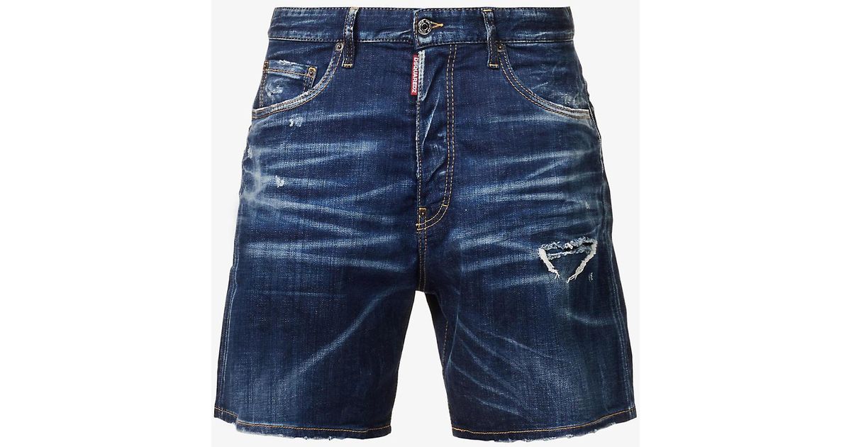 DSquared² Boxer Relaxed-fit Stretch-denim Shorts in Blue for Men | Lyst