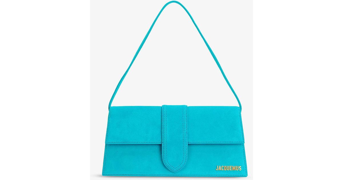 Jacquemus Le Bambino Long Suede Shoulder Bag in Dark Turquoise (Blue