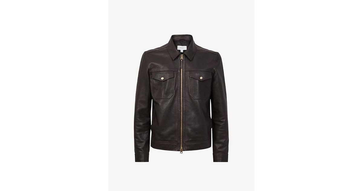 Reiss Carp Patch-pocket Leather Jacket in Black for Men | Lyst