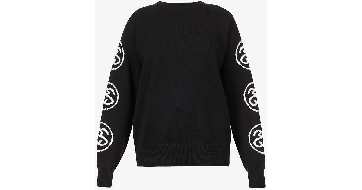 Stussy Link Logoprint Cottonknit Jumper in Black Lyst
