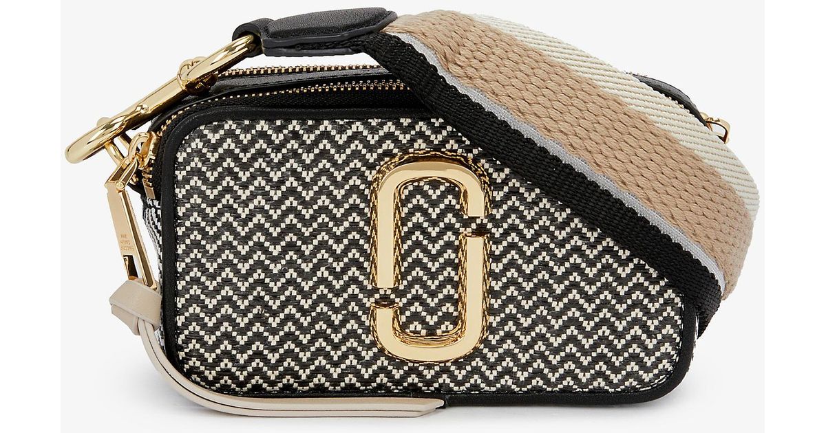 Marc Jacobs The Snapshot Woven And Leather Crossbody Bag in Black