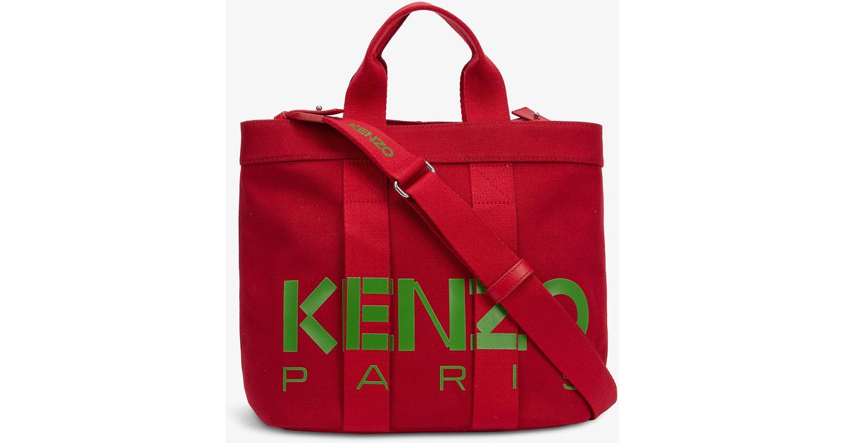 KENZO Kaba Mini Cotton Tote Bag in Red Lyst UK