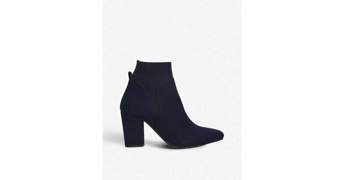 Kurt Geiger Navy Block Heel Ankle Boots 