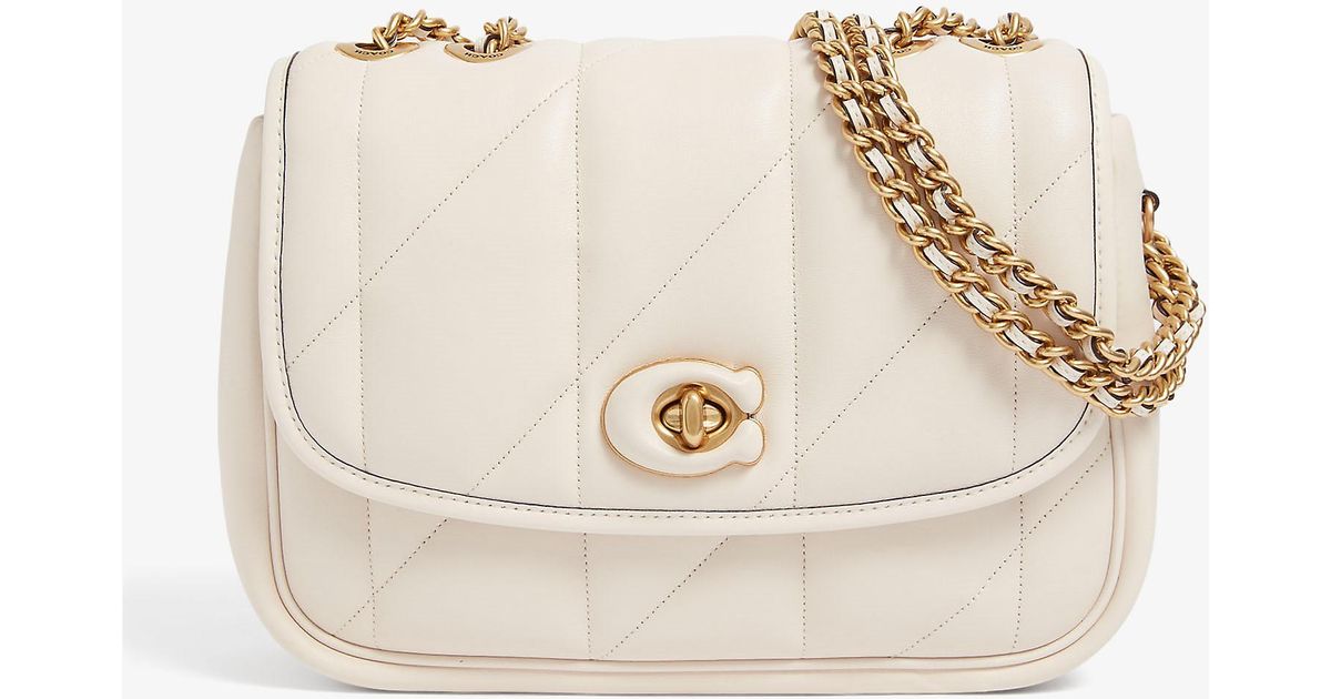COACH Madison Quilted Leather Shoulder Bag in b4/Chalk (Natural) | Lyst UK