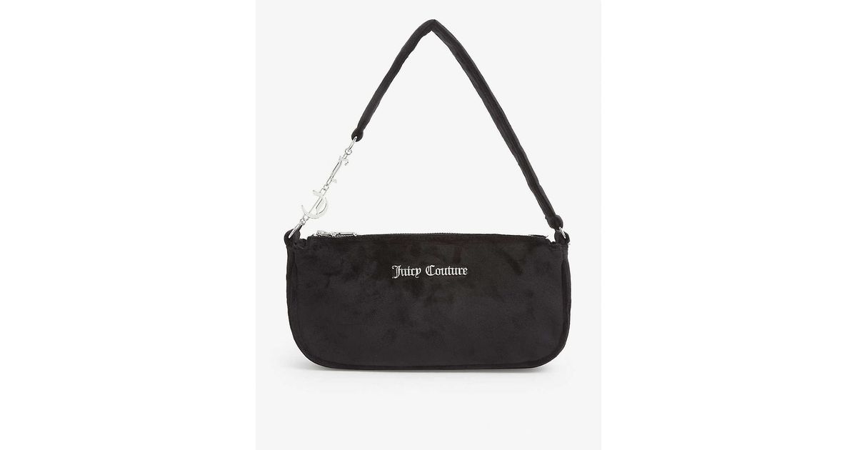 Juicy Couture Linnie Logo-plaque Velour Shoulder Bag in Black | Lyst