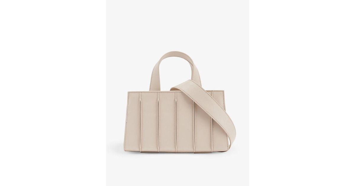 Max Mara Whitney Pleated Leather Tote Bag in Natural | Lyst