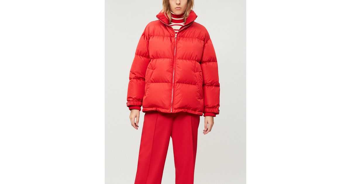 prada red puffer jacket
