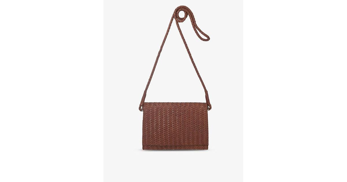 The White Company Braided Leather Crossbody Bag in Brown | Lyst