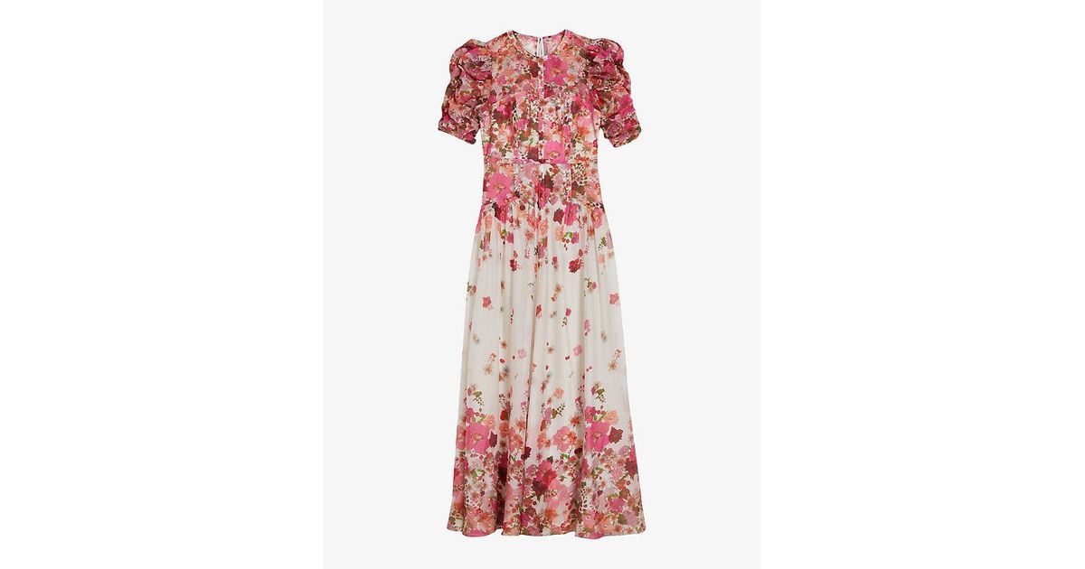 Ted Baker Alviano Pressed Floral-print Woven-blend Maxi Dress in