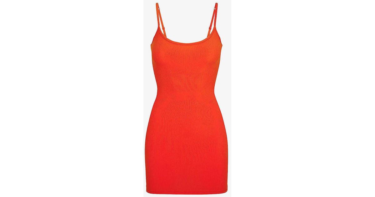 Skims Soft Lounge Stretch-jersey Mini Dress in Red | Lyst UK