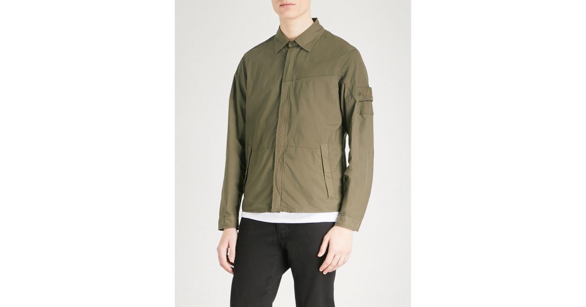 Stone Island Ghost Cotton-blend Overshirt in Green for Men | Lyst