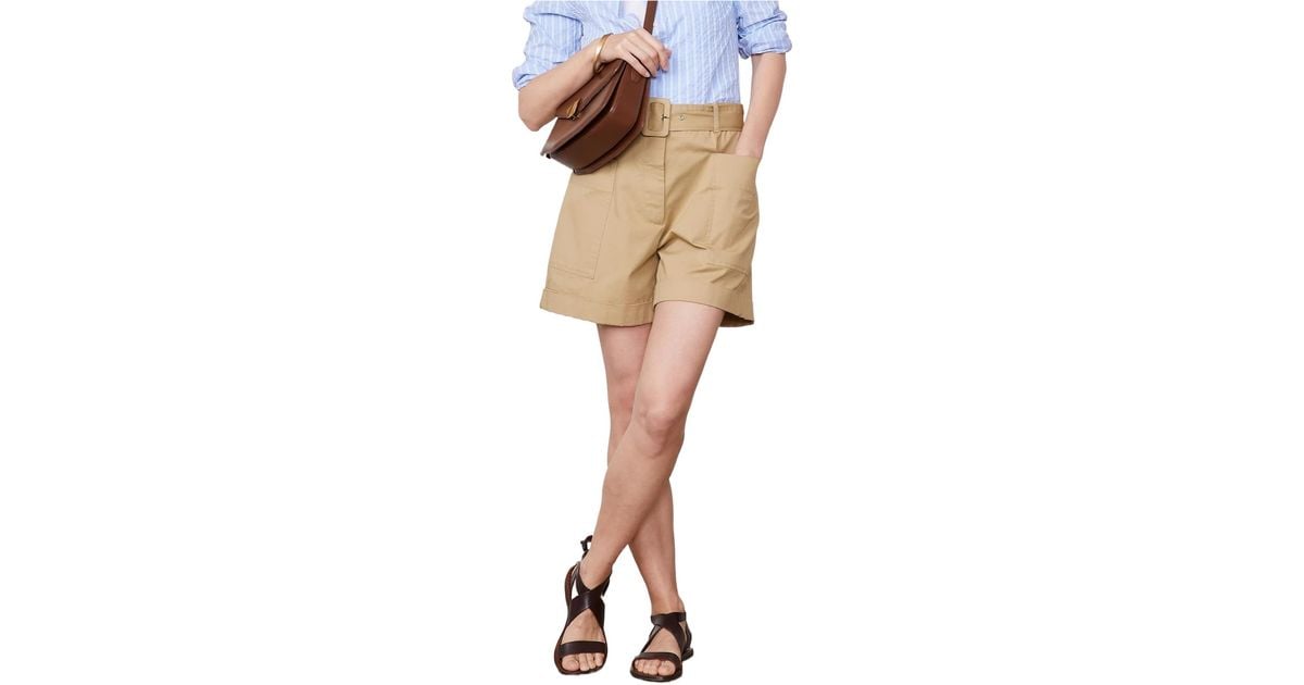 ショートパンツ Officine Generale High-Waisted Beige Shorts With Permanent Officine Generale High-Waisted Beige Shorts With Permanent