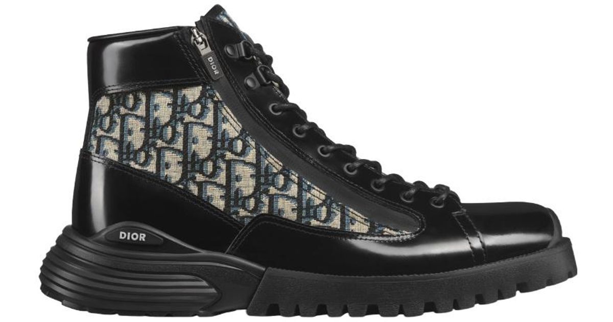 Dior Homme Monogrammed Lace-Up Boots in Black for Men | Lyst UK