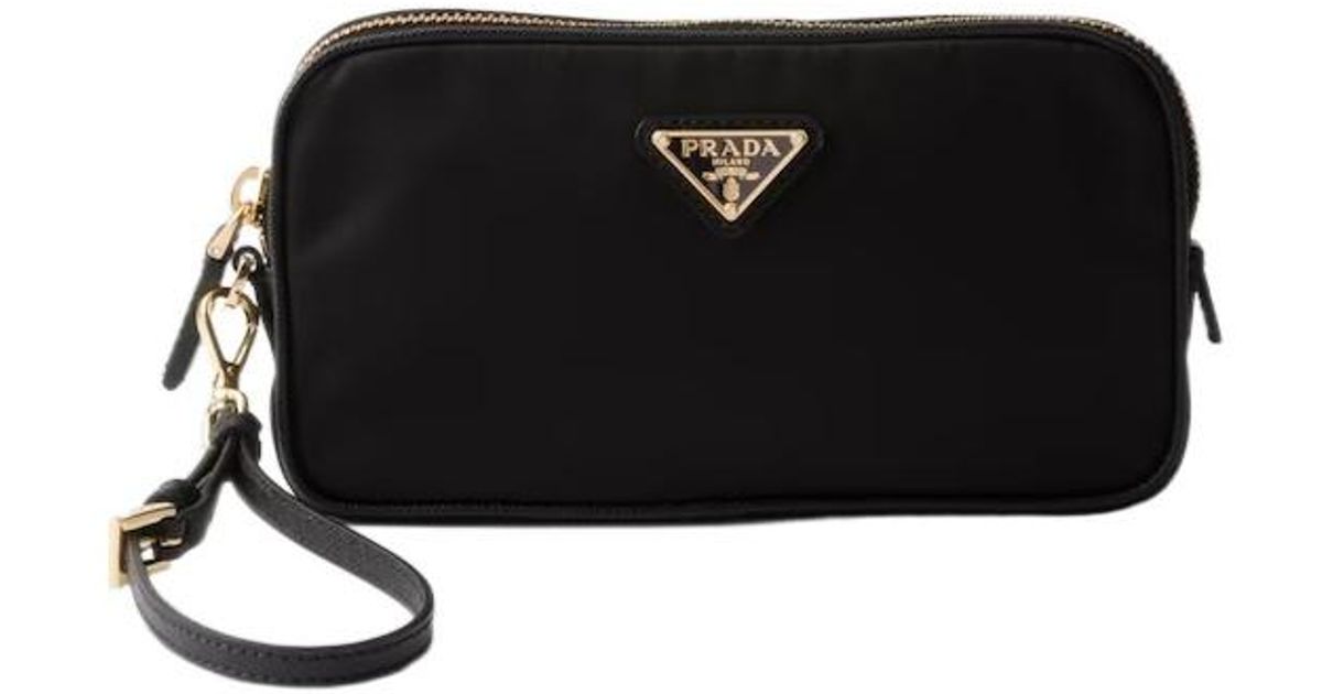 Prada R Prada Re-Edition 1978 Re-Nylon And Saffiano Leather Pouch in Black | Lyst