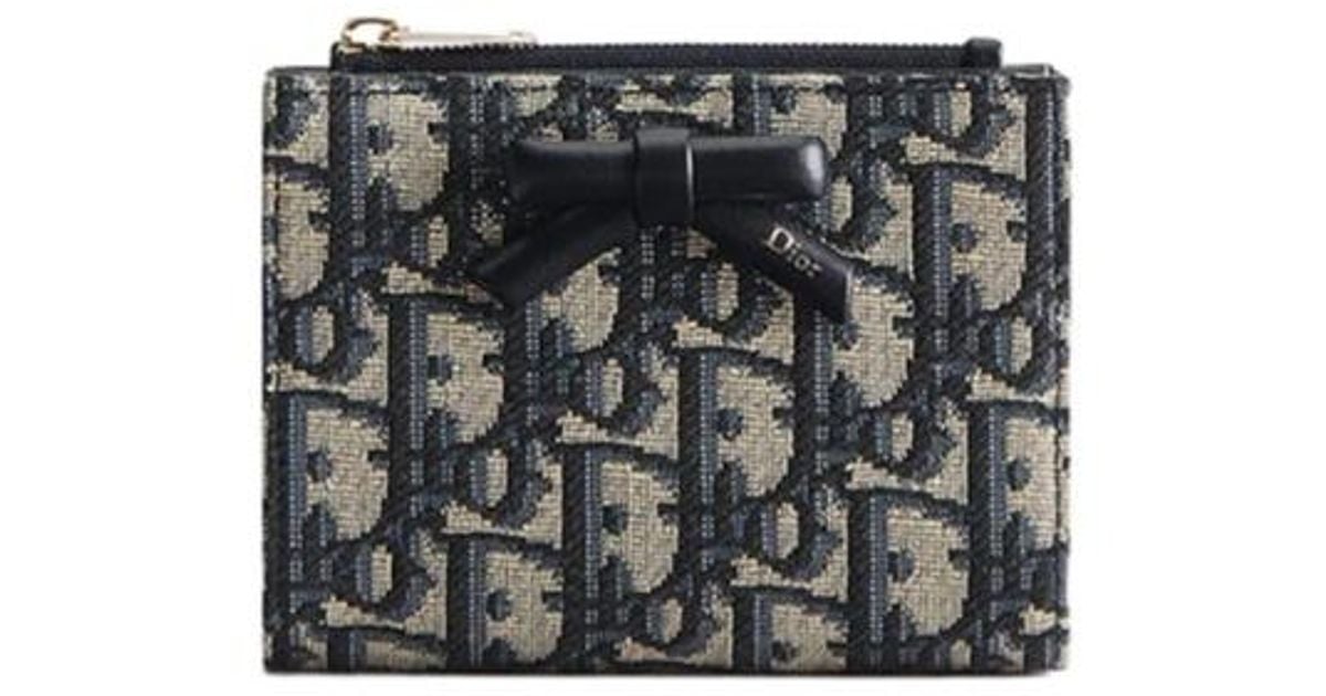 Dior Oblique Bow Dahlia Wallet in Black | Lyst