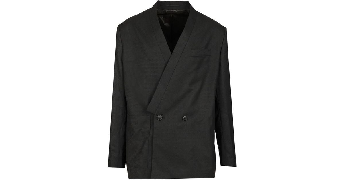 KENZO Double-Breasted Tailored Kimono Jacket in Black for Men | Lyst
