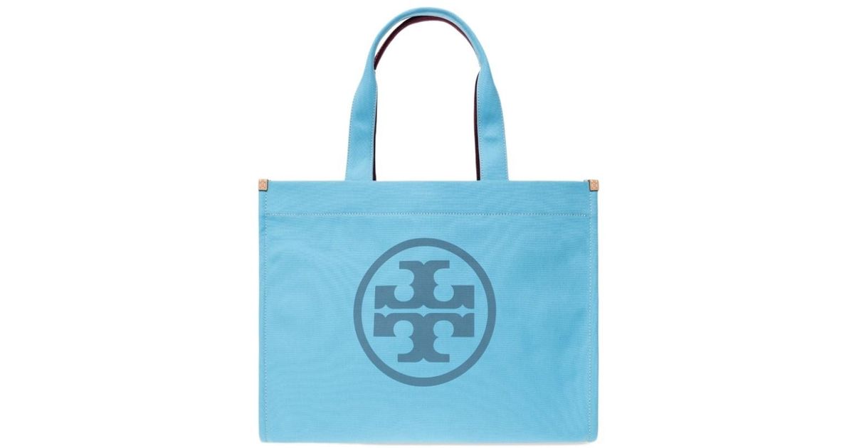 Tory Burch Logo Detailed Two-Tone Tote Bag in Blue | Lyst