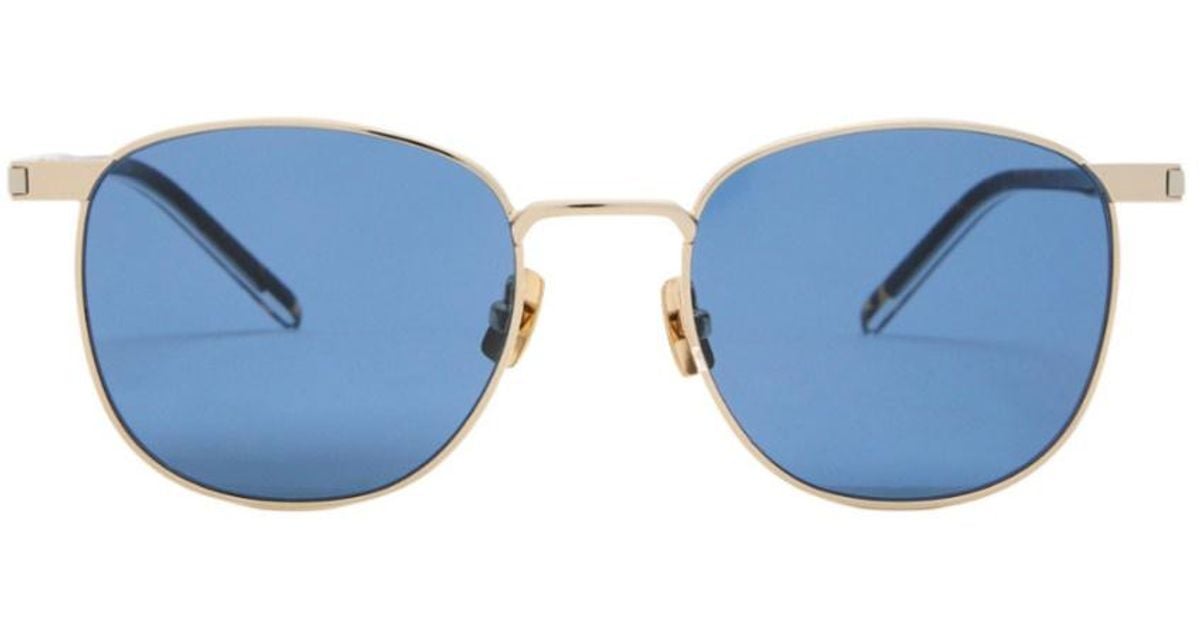 Visualize Meter Squared Saint Laurent Thin-Frame Square Sunglasses in Blue | Lyst