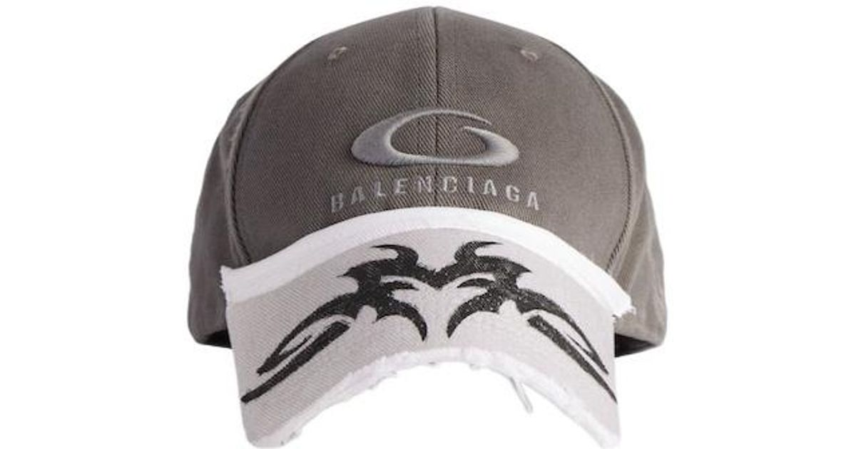 国内即発+BALENCIAGA+Patched Visor キャップ Women's Patched Visor Cap in Grey/white | Balenciaga US