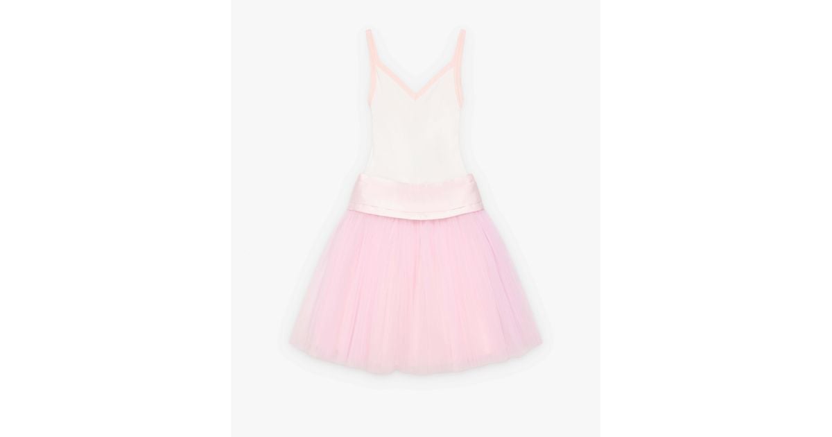 August Barron Tulle-Skirted V-Neck Mini Dress in Pink | Lyst