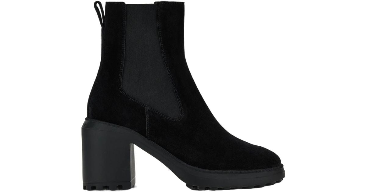 Hogan Block Heel Chelsea Boots in Black | Lyst