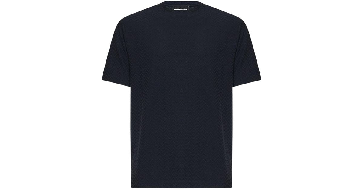 Chevron R Giorgio Armani Chevron-Knit T-Shirt in Blue for Men | Lyst