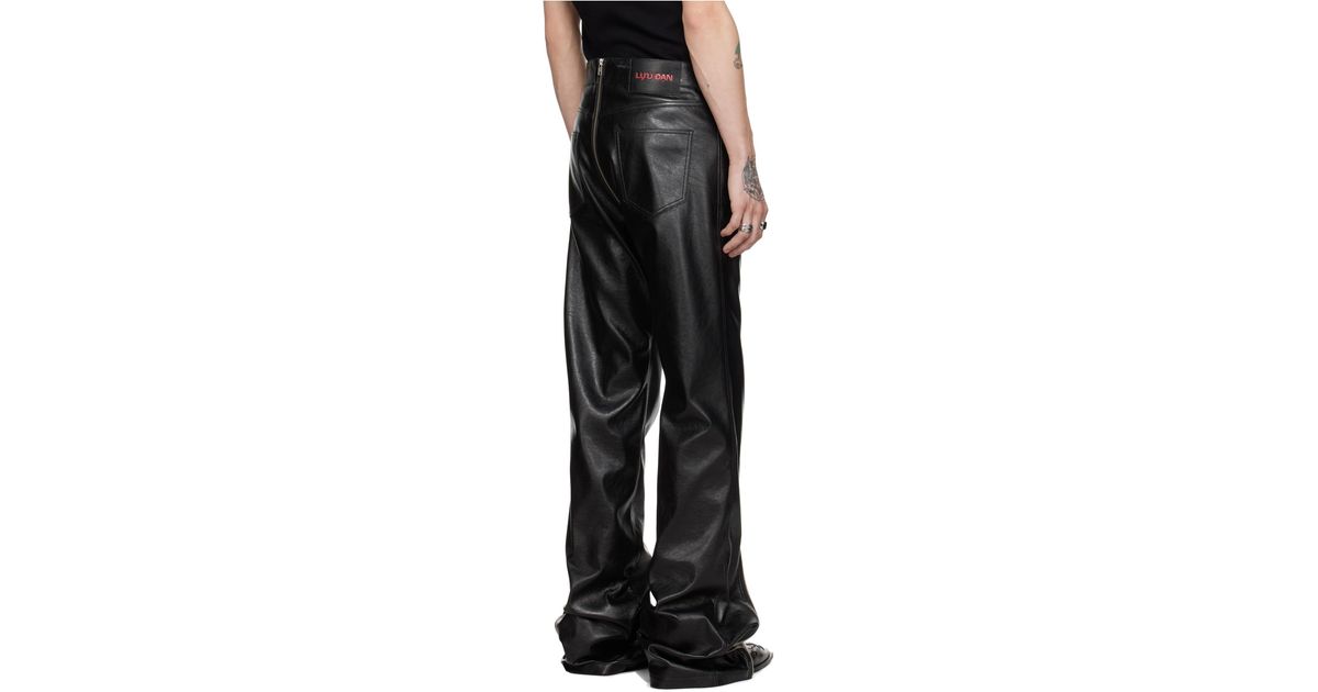 Lu'u Dan Belt And Loop Leather Pants in Black for Men | Lyst UK